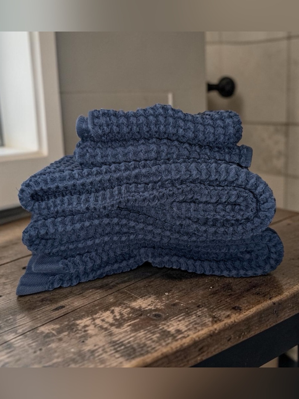 ONSEN TOWEL SET MIDNIGHT NAVY BLUE 2 BATH TOWELS & 2 HAND TOWELS